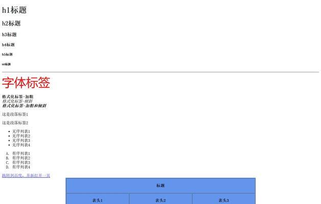 HTML基本标签有哪些？它们各自的作用是什么？
